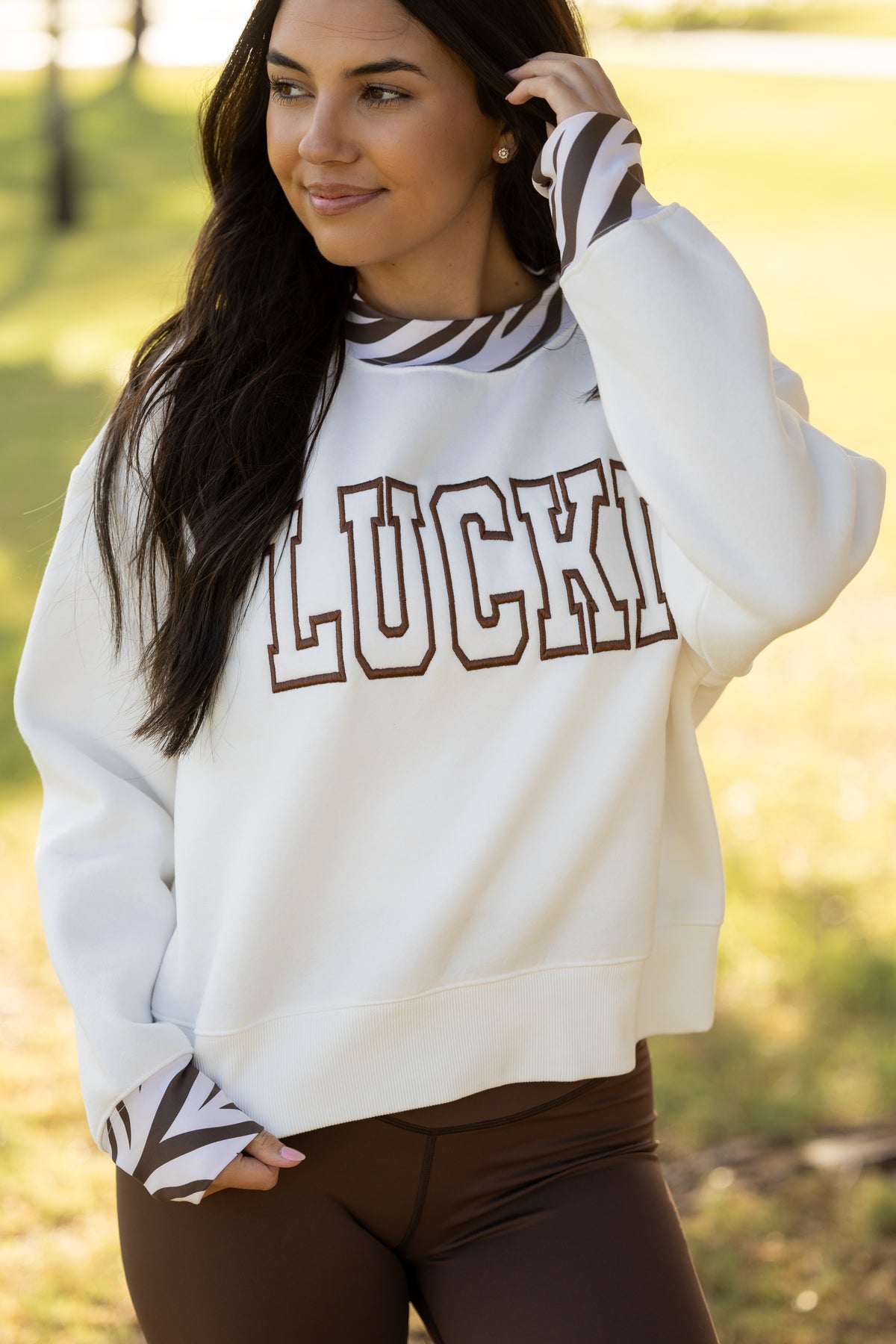 Embroidered Zebra Mockneck
